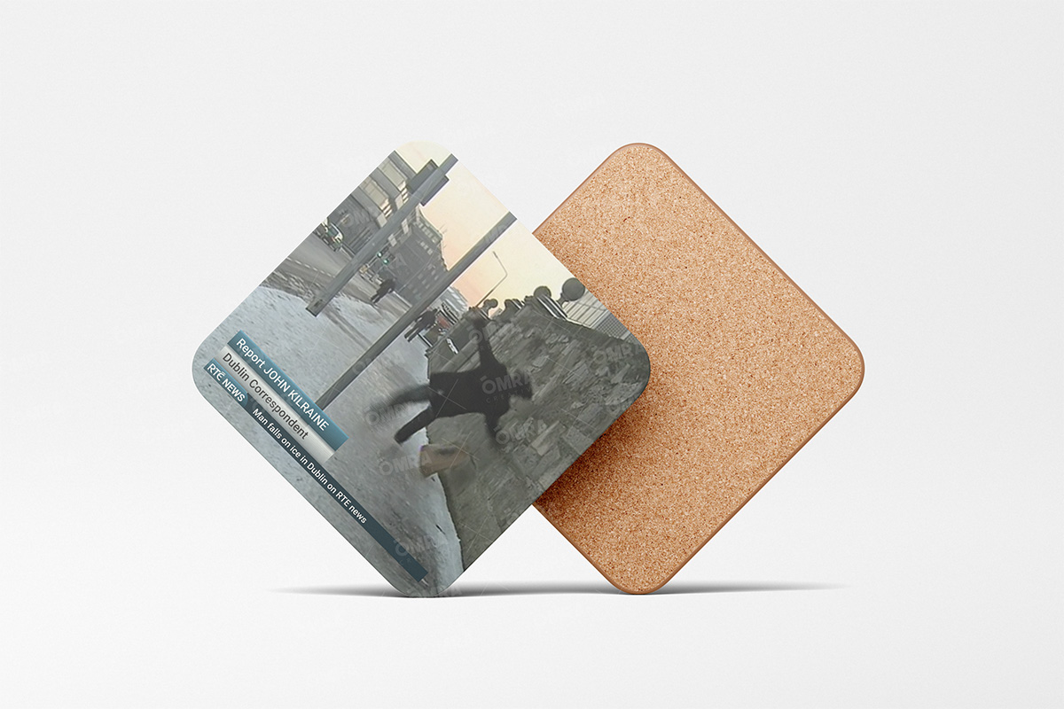 manfallsonice-square-coaster Man falls on ice in Dublin on RTE News Coaster - Image 1