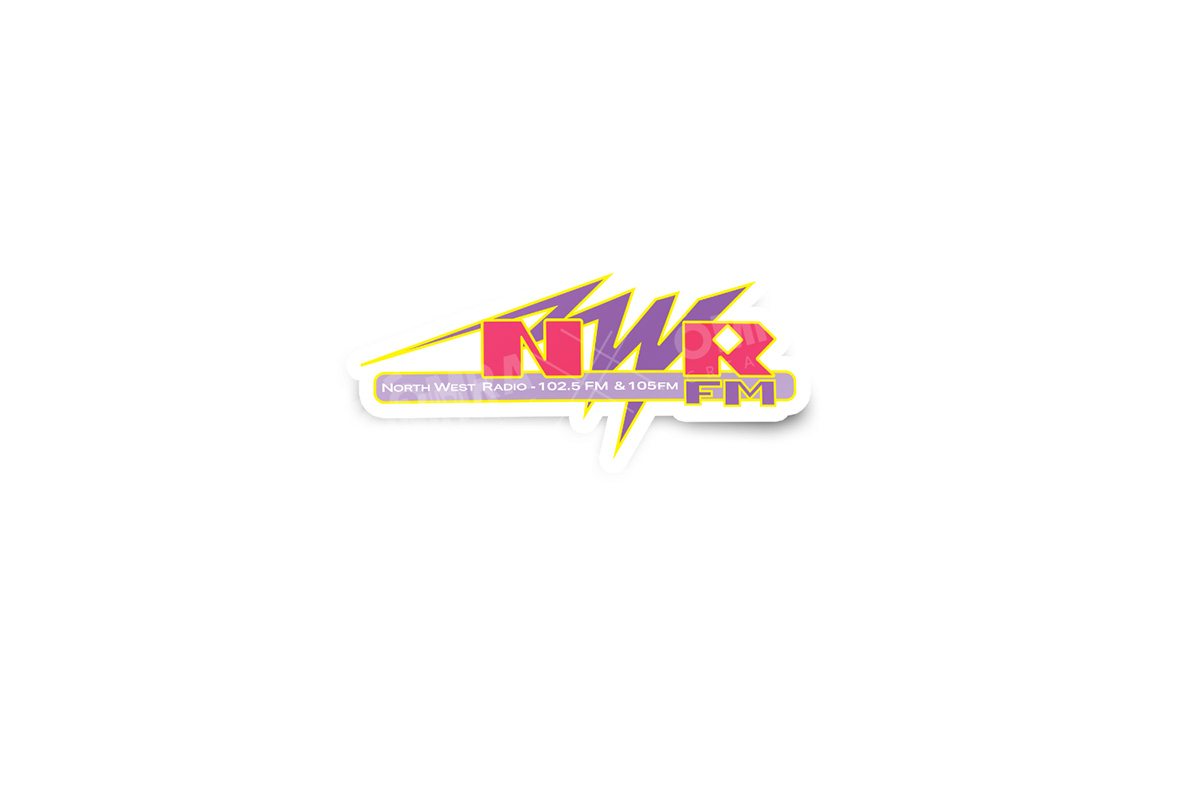 radionorthwest-sticker-1pk North West Radio 102.5FM - 105FM Classic Logo Glossy Sticker - Image 1